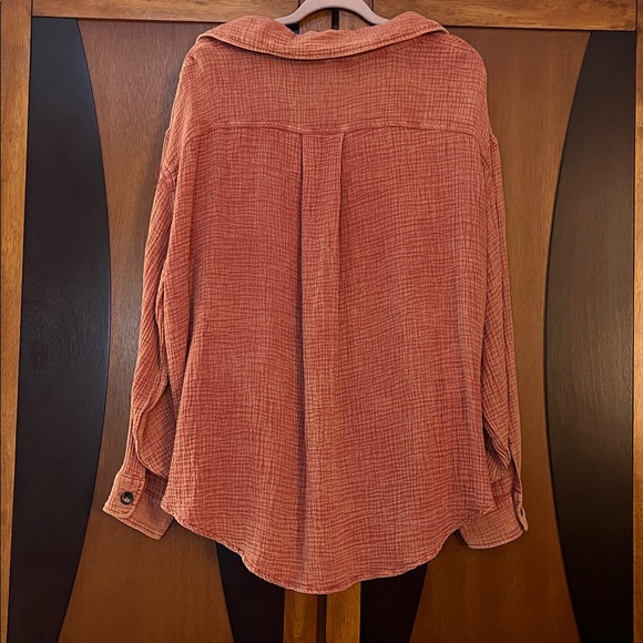 BIBI SHACKET IN VINTAGE BRICK w/ BUTTON FRONT-COLLAR-CHEST & SIDE FRONT POCKETS - Picture 7 of 11